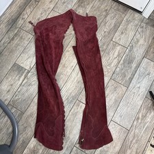 Men's Women's Adult Rust Red Brown Leather Western Equestrian Horse Riding Chaps