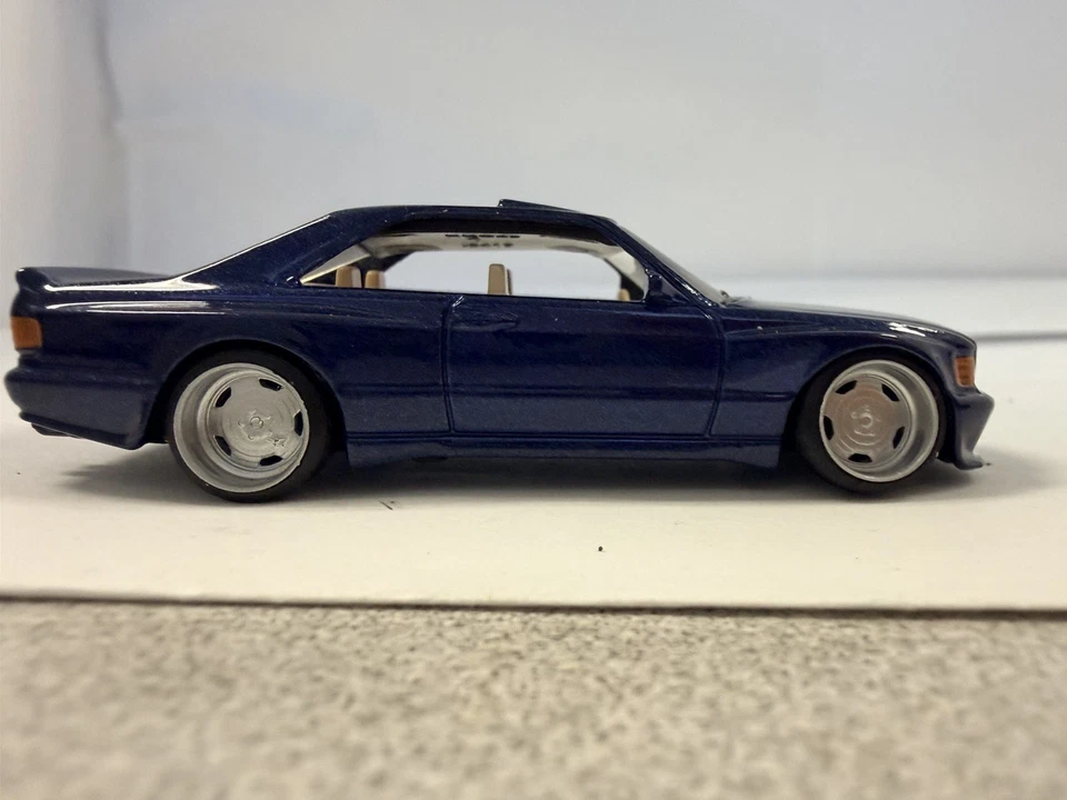 Hot Wheels Custom Mercedes-Benz 560 SEC AMG Azul Suelto 3D Plato Profundo Rueda Intercambio Foto 2 de 4
