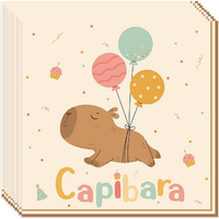 40 StüCk Capybara Geburtstag Servietten, Kapibara Servietten 33X33Cm FüR Kinderg