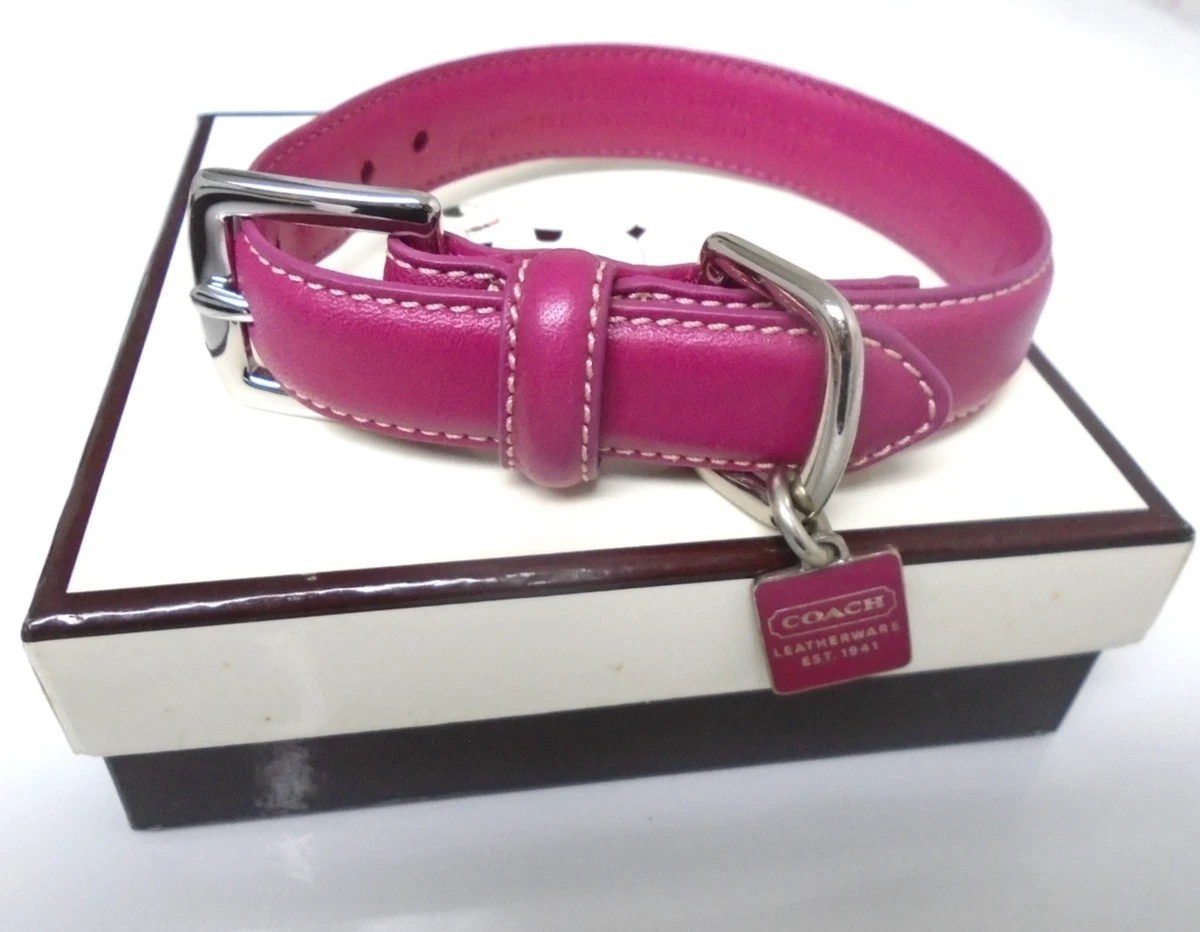 Coach Patent Leather Pink Vintage Y2K XS Extra Small 8.5-10.5” Dog Collar NEW Coach Y2K Vintage Red Leather Heart Enamel Charm Dog Pet  main image 3