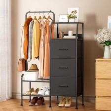 Dresser with Hanging Rack - 3 Fabric Drawers Kids Dresser for Bedroom - Rever...