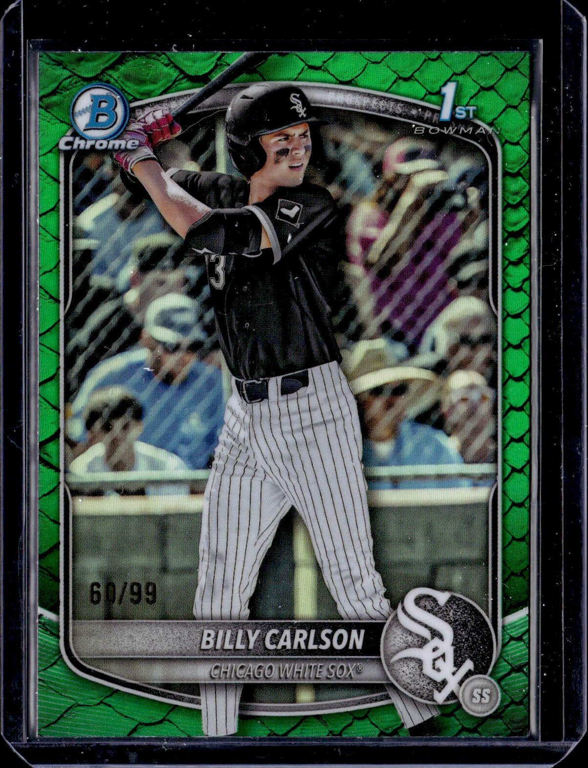 2025 Bowman Draft #BDC-10 Billy Carlson Chrome Green Reptilian Refractor #/99