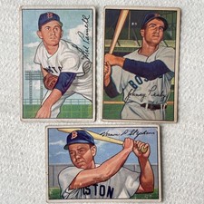 1952 Bowman Boston Red Sox Baseball Card Lot - Parnell - Pesky - Stephens - VG +