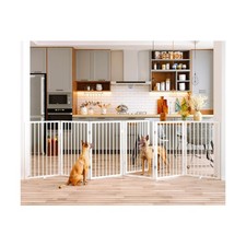 Vantas Folding No-Assembly Metal Pet Gate 120" Wide, 32" Extra Tall Dog Gate ...