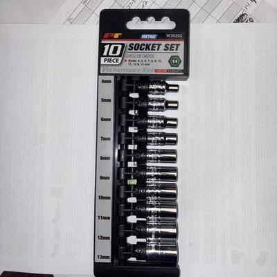 Wilmar W36400 Performance Tool  1/4 In. Drive 10 Pc Metric Deep Well Socket Set