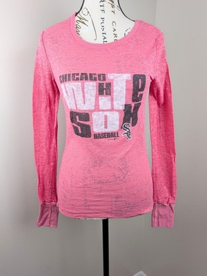 Chicago White Sox CoEd Women's Pink Knit Longsleeve Burnout Shirt Size Medium 