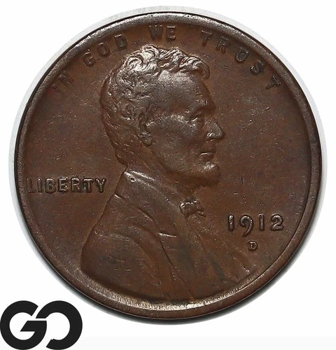 1912-S Lincoln Cent Wheat Penny, Choice AU Tougher Date