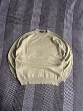 Vintage Burberry London Beige Sweater Mens Solid Style Size Large 100 Wool