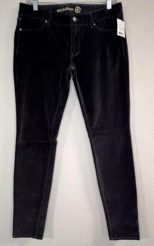 Rich & Skinny Women’s 30 Velour Skinny Pants Dark Gray NWT - Picture 1 of 7