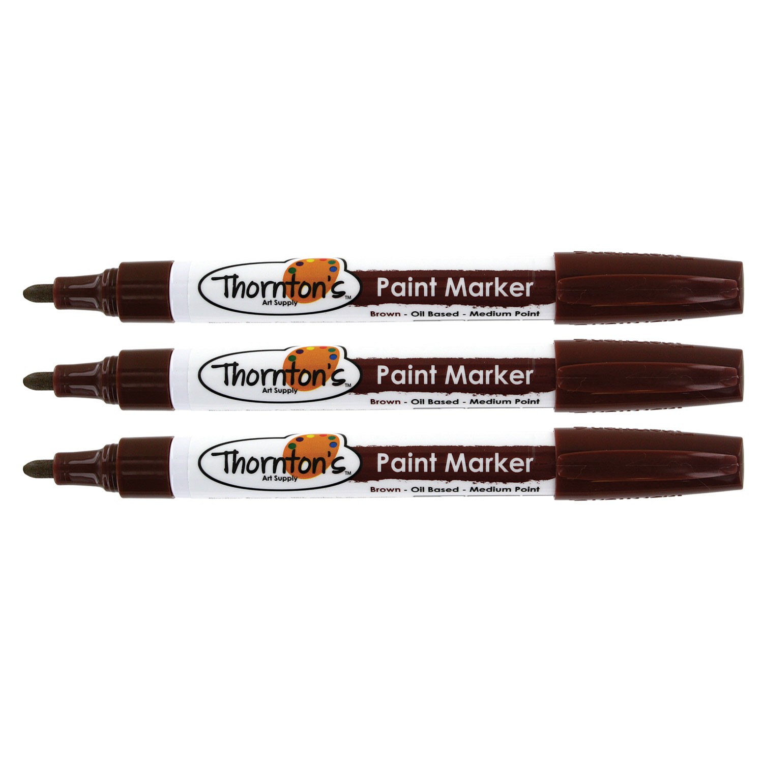 Thornton's Art Supply Oil-Based Paint Markers, Medium Point, Brown Ink, Set of 3