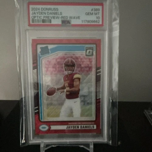 2024 Panini Donruss Rated Rookie Jayden Daniels #389 Red Wave PSA 10 Commanders