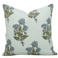 Thick Cotton White 16x16 Inch Handmade Block Floral Print Throw Pillowcase Cu...