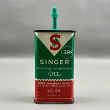 Vintage Singer Sewing Machine Oil Tin USA Advertising  4oz Not Empty