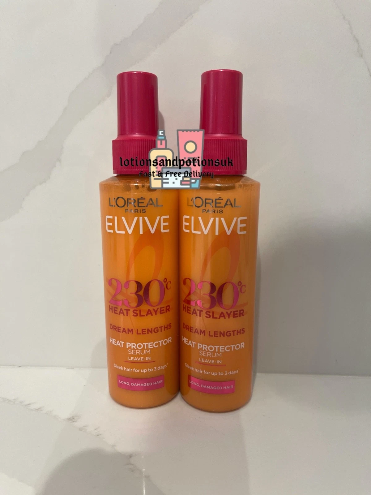 2 X Loreal Dream Lengths HEAT SLAYER Heat Protector Serum Leave In Spray 150ML