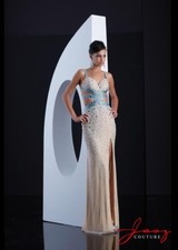 Jasz Couture 5441 Women's Dress Size 4 Nude/Turq Prom Dress - New Tags Attached