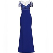 Pamella Roland Sequined Crepe Beaded Gown Maxi Dress