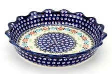 Polish Pottery Quiche / Scalloped Pie Dish 9" Diameter from Zaklady