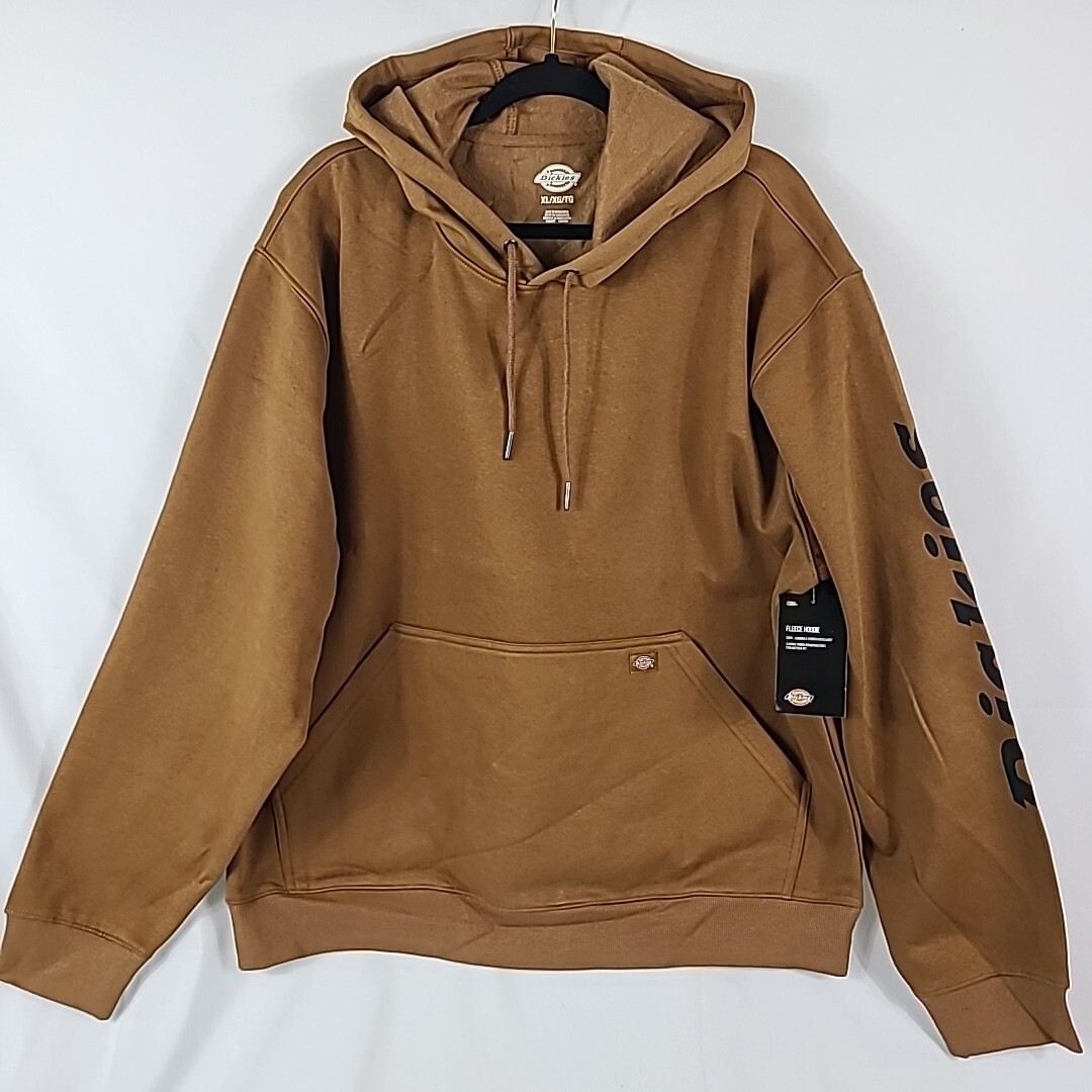 Dickies Men's Brown Hoodie Water Repellent Sleeve Logo Sweatshirt Sz L NWT