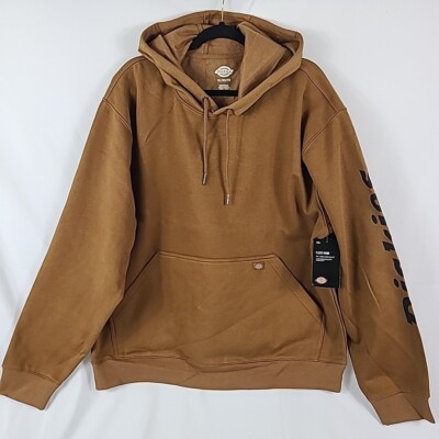 Dickies Men's Brown Hoodie Water Repellent Sleeve Logo Sweatshirt Sz L NWT