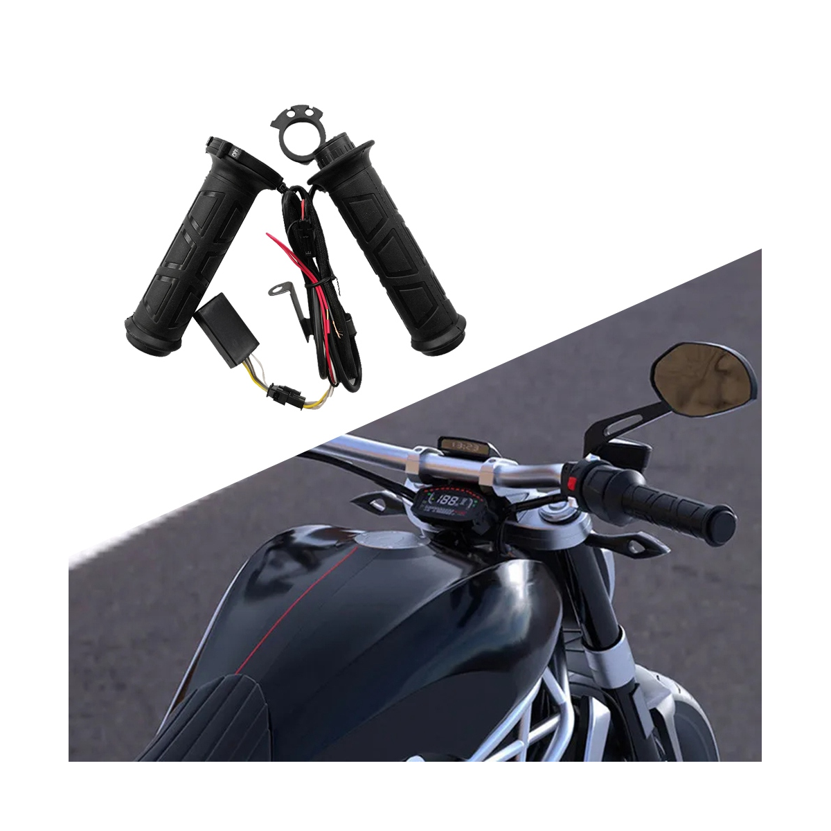 7/8 Heated Motorcycle Handlebar Electric Hot Grips 12V Handle Heat 22mm