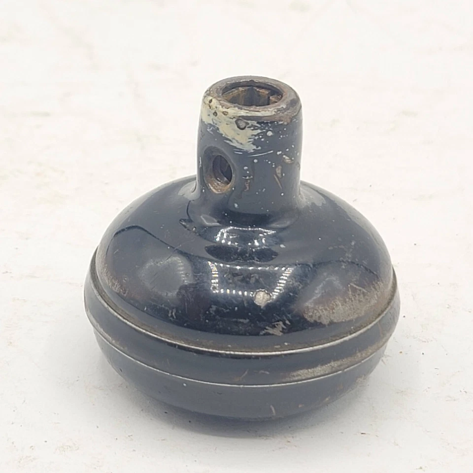 Single Vintage Steel Door Knob Black Enamel over Metal Reclaimed Salvage 2.25" - Image 3 of 4