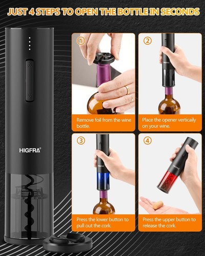 Rechargeable Electric Wine Opener Set - All-in-One Premium Wine Gift with Win... - Picture 4 of 9