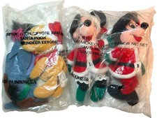 Disney Store Bean Bag Plush Christmas Santa Mickey  Minnie Pooh Reindeer Eeyore