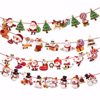 2022 New Christmas Hanging Banner Xmas Party Santa Claus Elk Sock Diy Decor Hot | Ebay