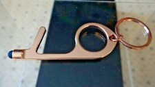 Key Chain Tool Touch Free Anti Germ Exposure Safe Rose Gold Metal