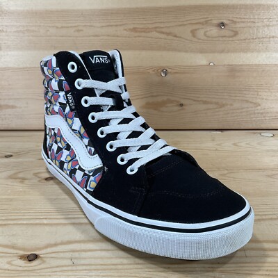 Vans Sk8-Hi Butterfly Checkerboard Skate Shoes Women’s Black White Pink  Yellow