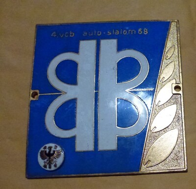 Badge auto car German Rally #381 1968 4th VCB Auto-Slalom 68 ADAC Rallye