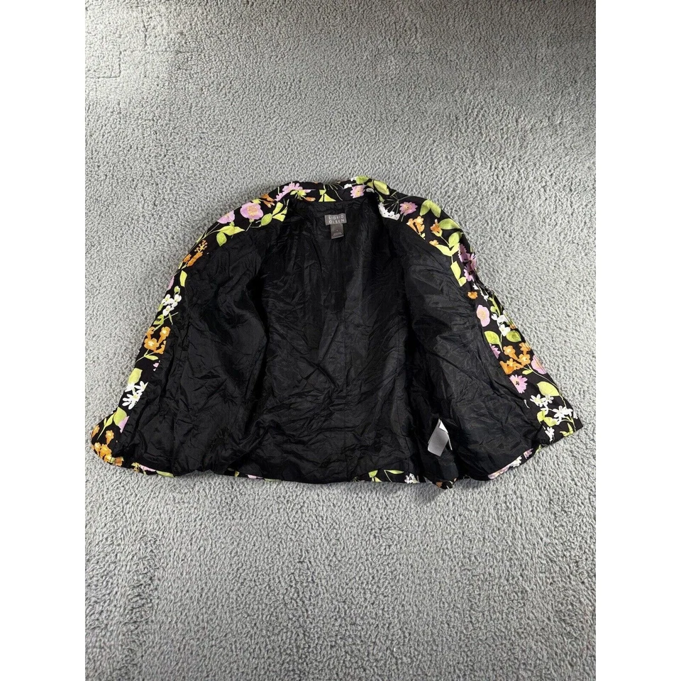 Sigrid Olsen Blazer Women 4 Floral Linen 3/4 Sleeve Jacket Boho Business Casual - Image 2 of 4