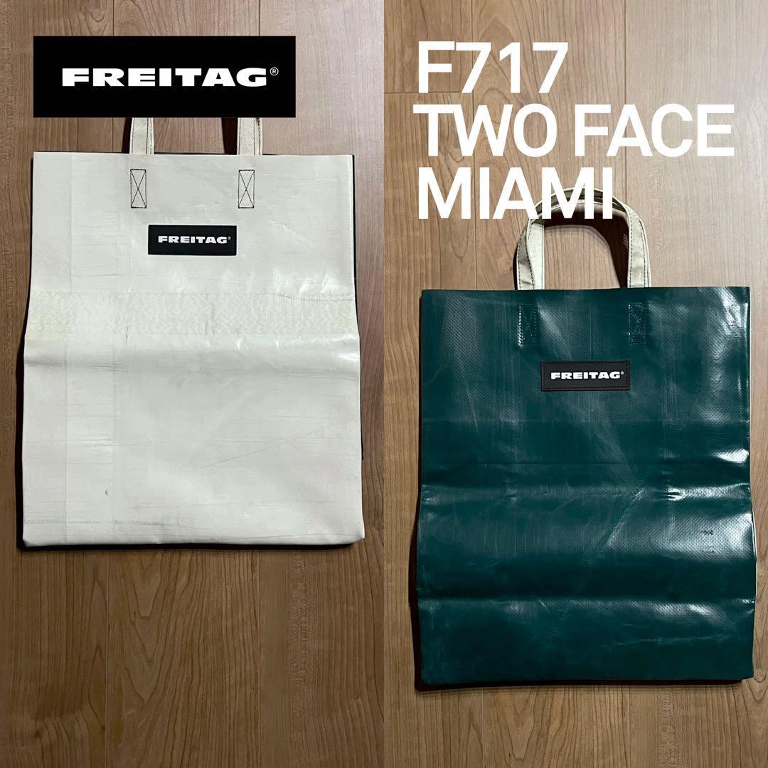FREITAG F717 TWO FACE MIAMI VICE Tote Bag White & Dark Green Recycled PVC
