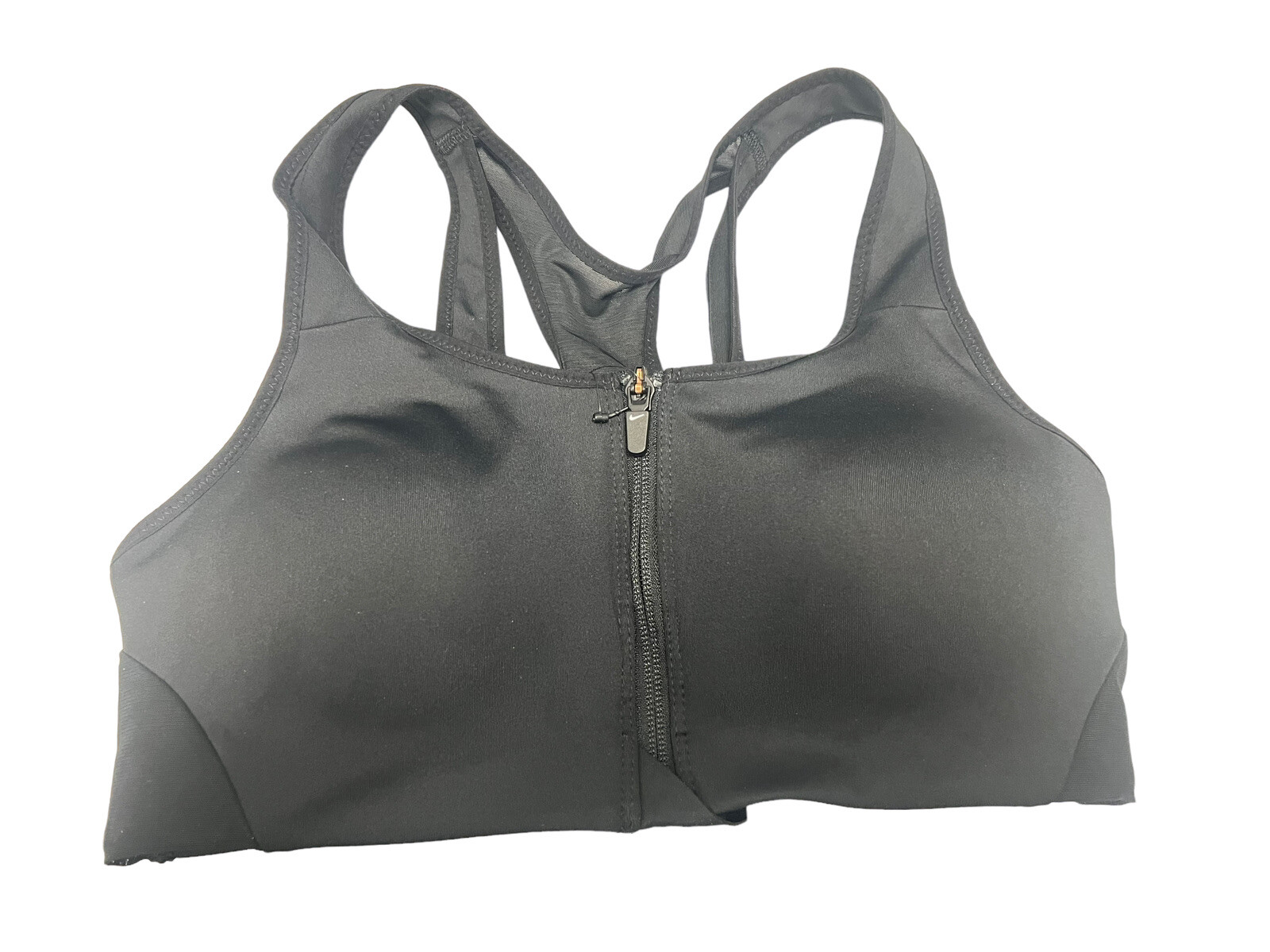 Nike Dri Fit Sports Bra Zip Front High Impact Black Molded Sexy Women