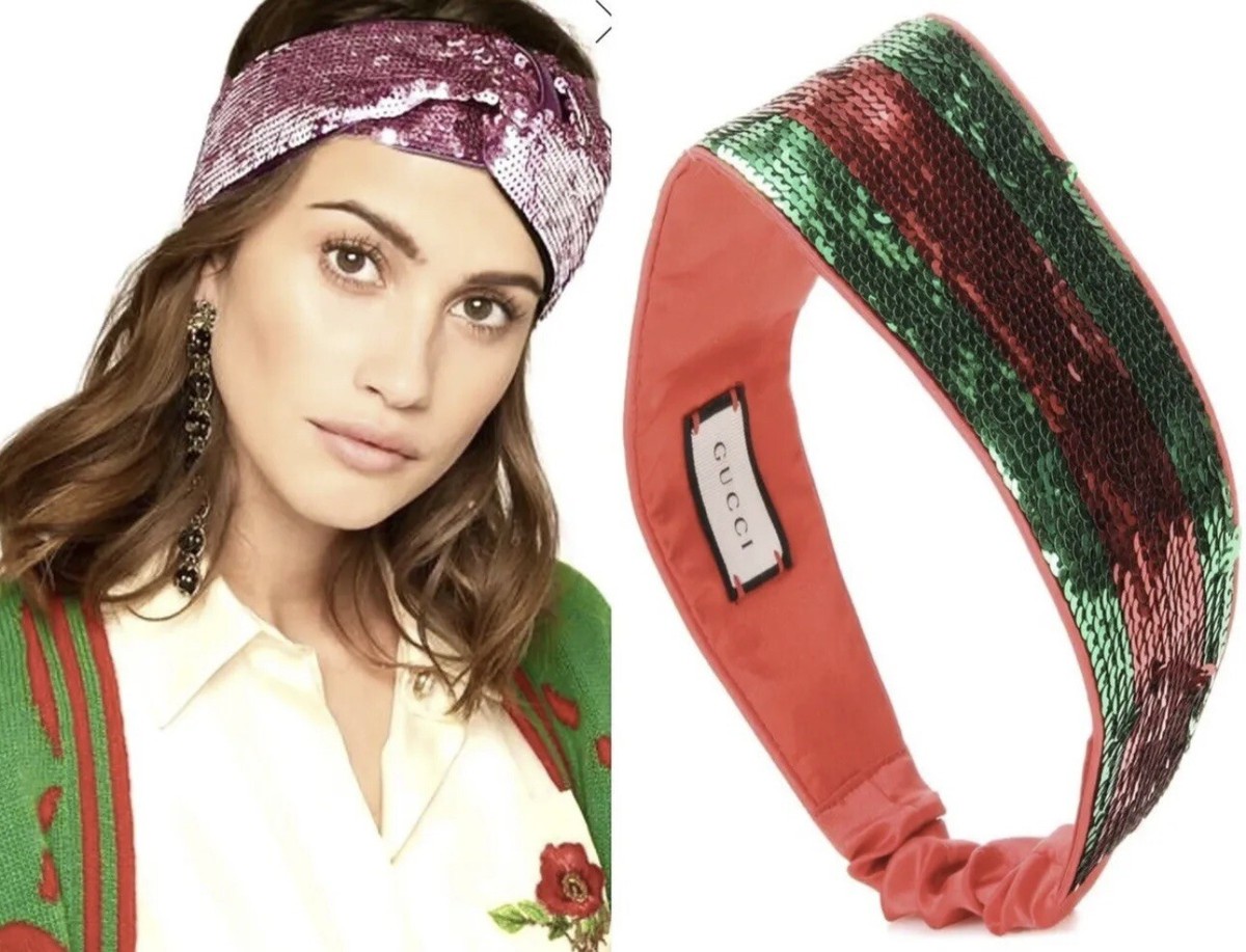 GUCCI  Sequin Knot Headband w/ Tags GUCCI Sequin GG Embellished Headband Sz small 56cm NWT | eBay main image 2