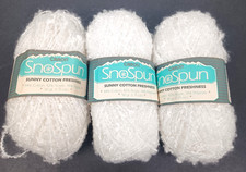 Vintage Caron SnoSpun Yarn Cotton Blend Lot of 3 White 0401- 1.75 oz