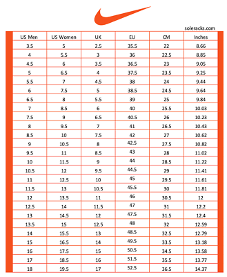cortez nike size chart