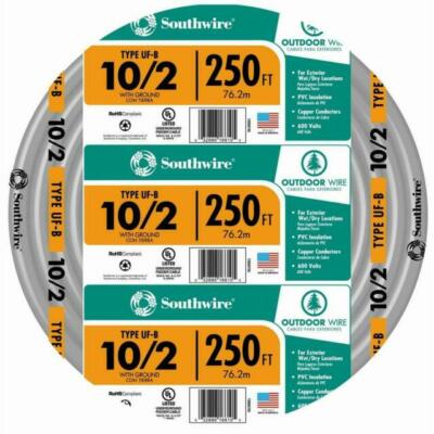 250' Southwire 10 AWG 2-Conductor UFW/G Electrical Wire 13056755