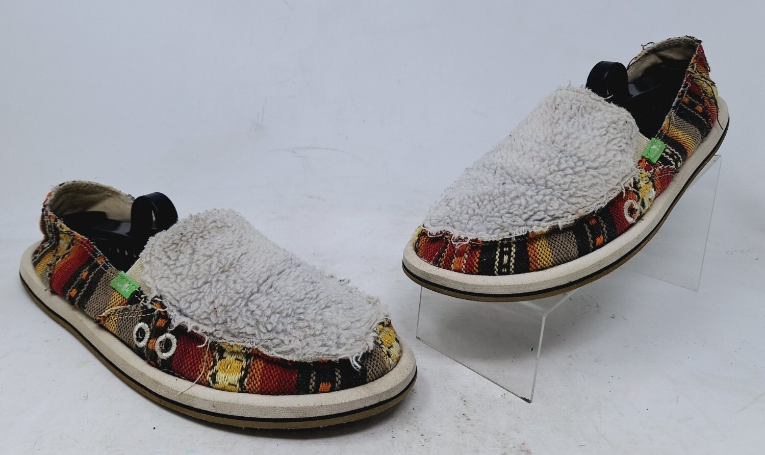 Sanuk Womens Sz 8 White Multicolor Donna Sherpa Blacket Slip On Flats 1094450