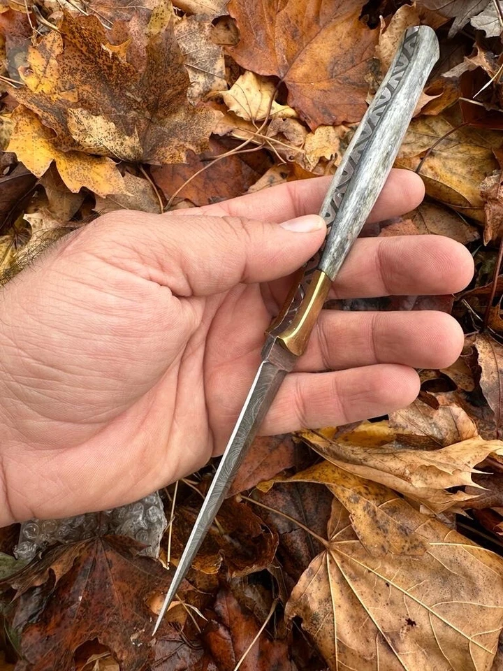 Vintage handmade Damascus Knives double edged dagger boot TOOTHPICK knife Combat - Image 4 of 4