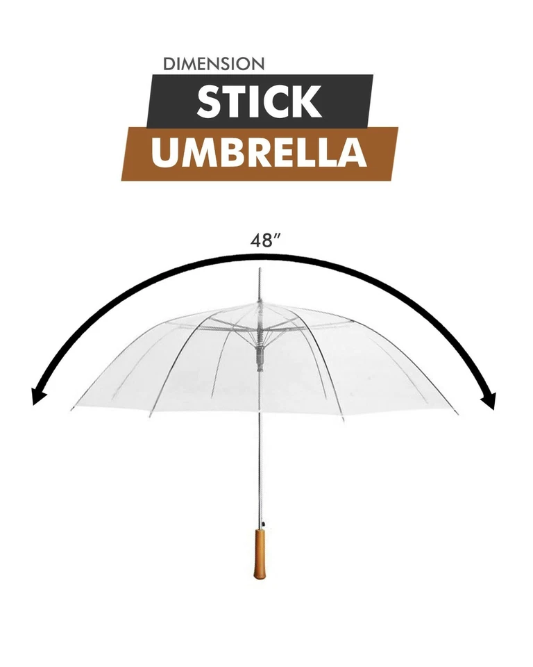 Paraguas de lluvia - Transparente - 48" a través - Material resistente al desgarro - Abierto automático Foto 4 de 4