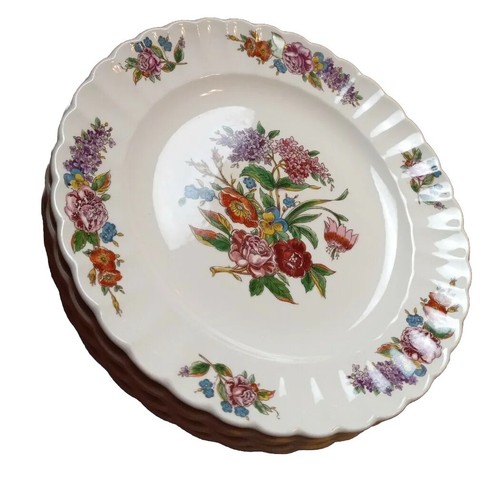 Limoges American Wales Muster Speiseteller Blumen Medaillon gewellter Rand (5)