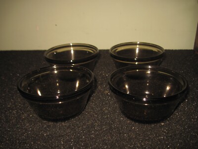 Anchor Hocking Custard Cups, 4 pc. Set, Brown Glass, Unused, No box
