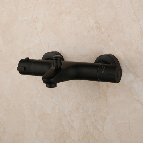 Black Brass Bathroom Wall Mounted Thermostatic Mixer Control Valve Shower Faucet