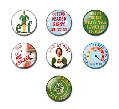 BUDDY THE ELF 25, 38,59mm Abzeichen, Magnet Flaschenöffner Weihnachtsmann, Weihnachtsstrumpf 