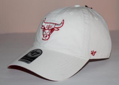 47 Brand CHICAGO BULLS Clean Up Strapback Hat NBA White Cap 