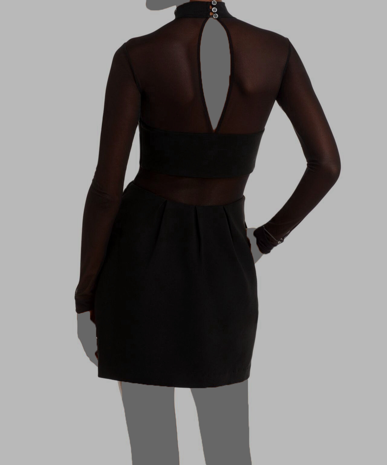 $598 A.L.C. Women's Black Mock Neck Mesh Sleeve Rita Bodycon Dress Size 6 image 2