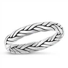 Braid Ring Oxidized Genuine Sterling Silver 925 Height 3.6 mm Size 4 - 10