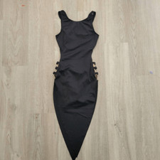 Weissman dance costume black unitard with tan cut out sides child medium NWOT