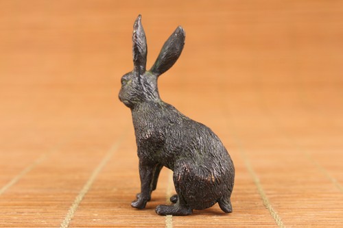 Chinese Collection Bronze Hand Made Rabbit Statue Figure Gift Table Deco - Picture 5 of 6